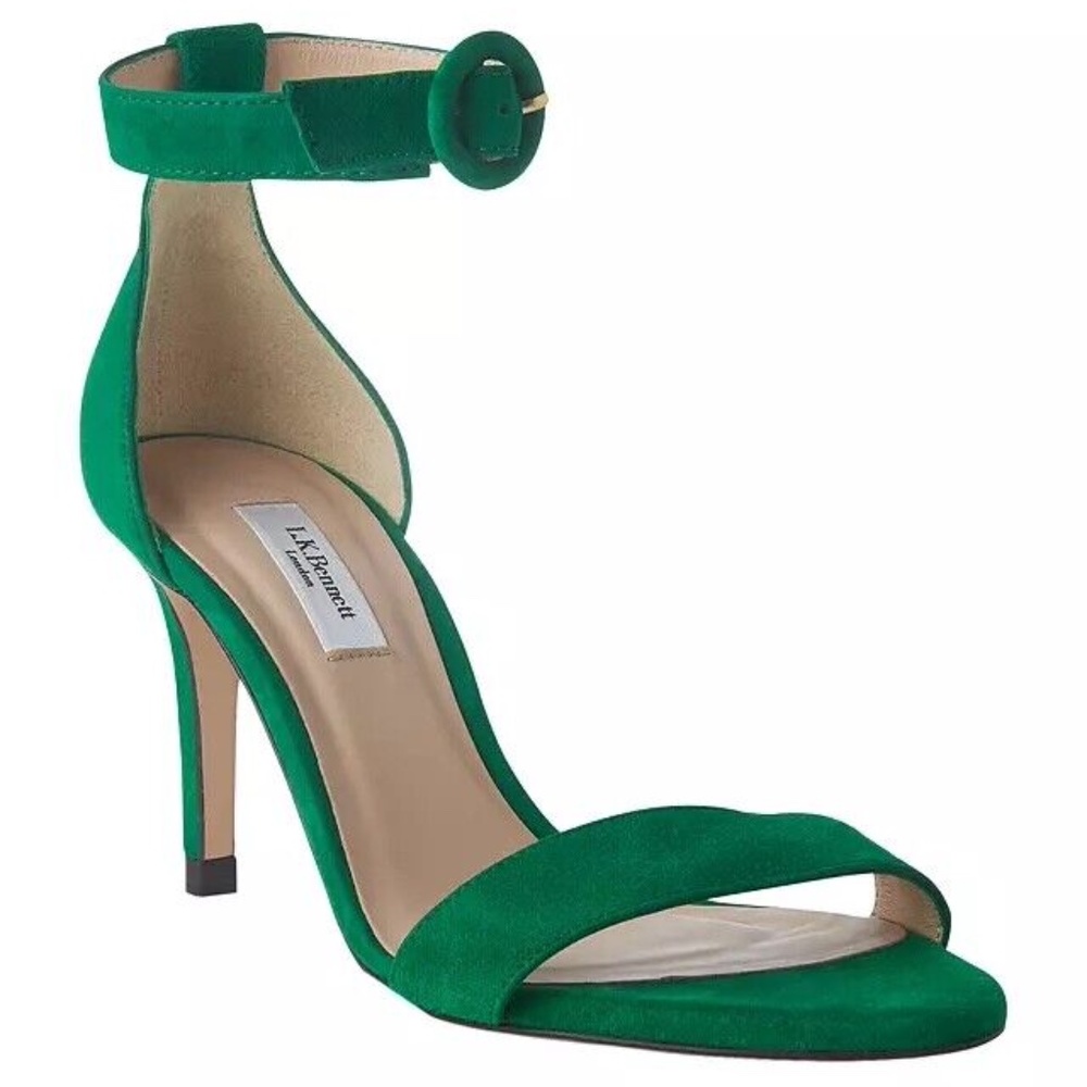 L.K.Bennett Dora Stiletto Sandals, Green Suede - Size 8 (EU 38) Brand New